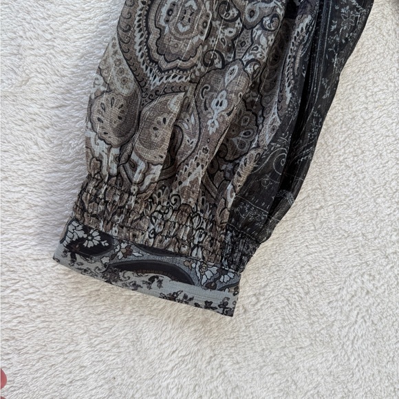 ZARA Boho Paisley Tiered Mini Dress Size M Sheer Long Sleeve Babydoll Tunic - Picture 12 of 16